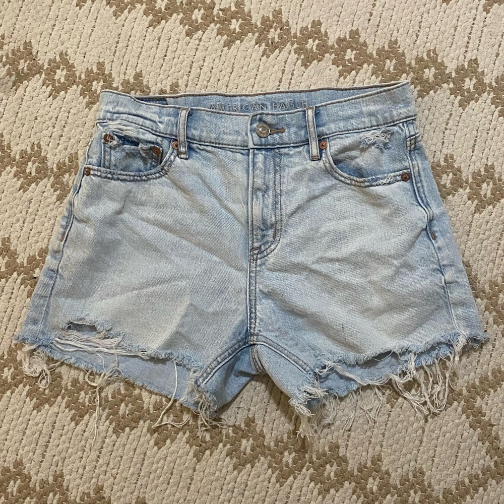 American Eagle Outfitters Distressed Light Blue Jean Shorts
